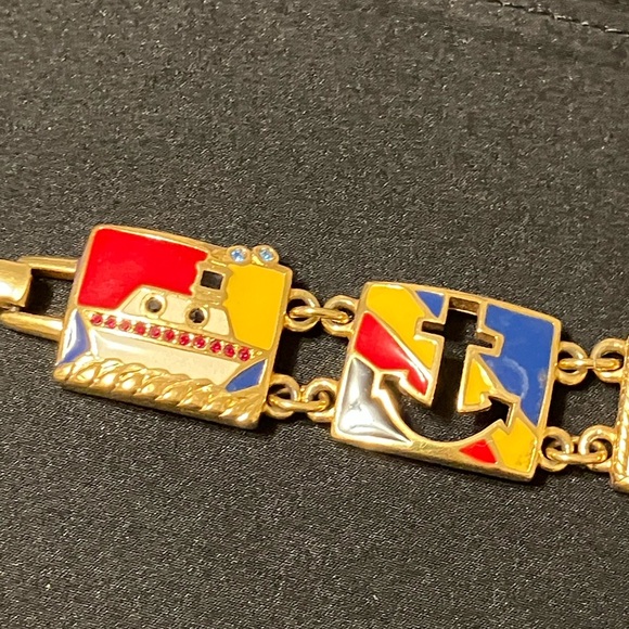 Swarovski Crystal & Enamel 1991 Paris By The Sea Bracelet 7” - Picture 4 of 6